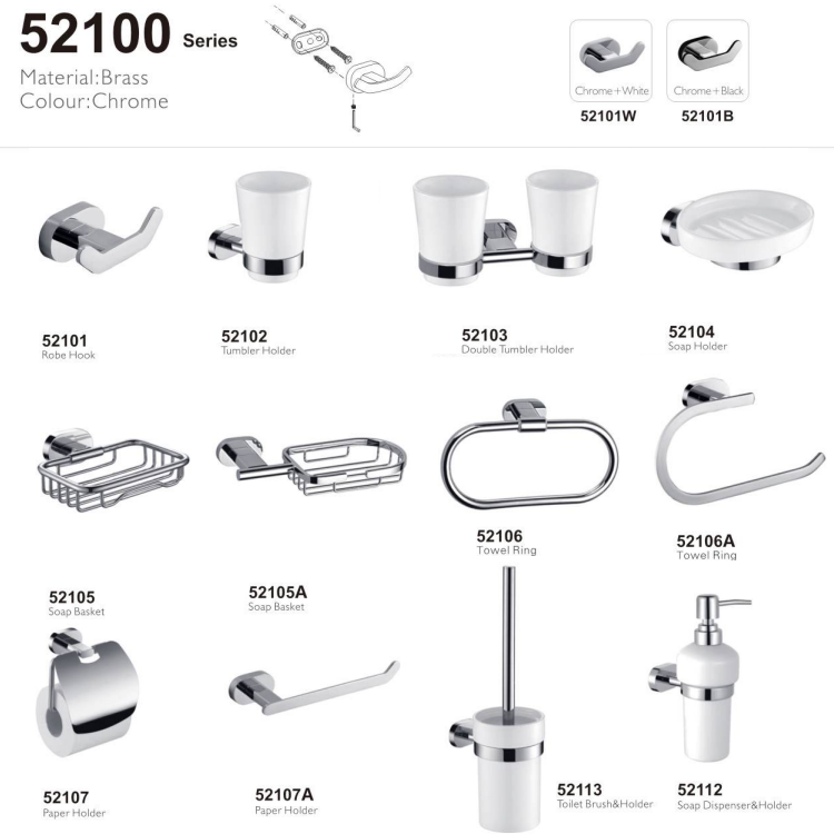 Solid Brass Body Chrome Plated Bathroom Accessories Sets Multistyle Towel Bar Paper Holders